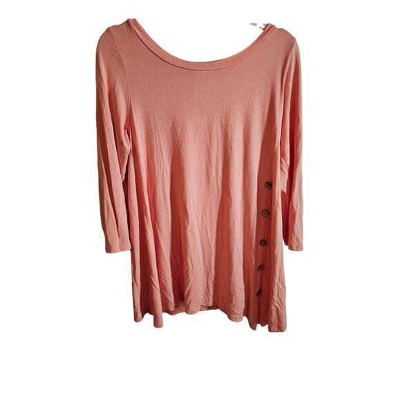 Emerald  Orange/ Peach Long Sleeve Tunic Top Size Medium (332) - Picture 1 of 4